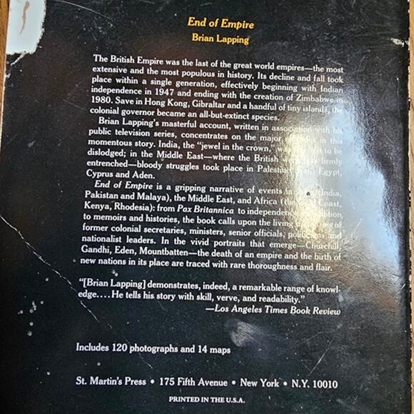 End of Empire Book by Brian Lapping Military History St. Martins Press Paperback - Picture 5 of 9